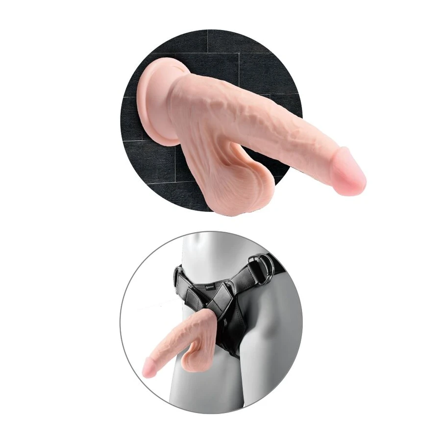 KING COCK - PLUS 3D DILDO BALANANDO BOLAS 24.5 CM PELE CLARA